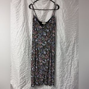 Lucky Brand Floral Midi Dress - Black, Blue, Pink L